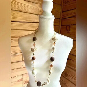 Crochet mixed bead and media necklace from France​